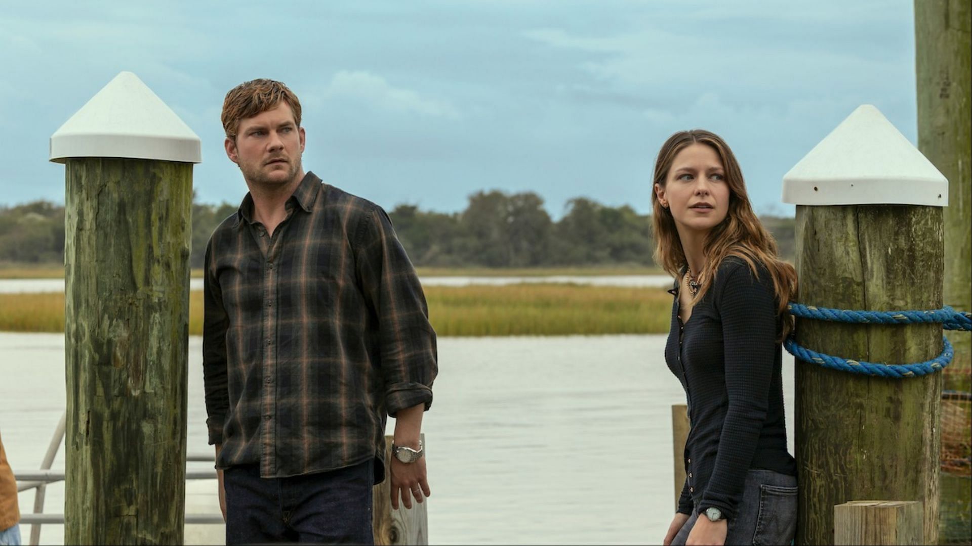 Cane and Bree prepare to face their family's past on the docks in The Waterfront. (Image via Netflix)